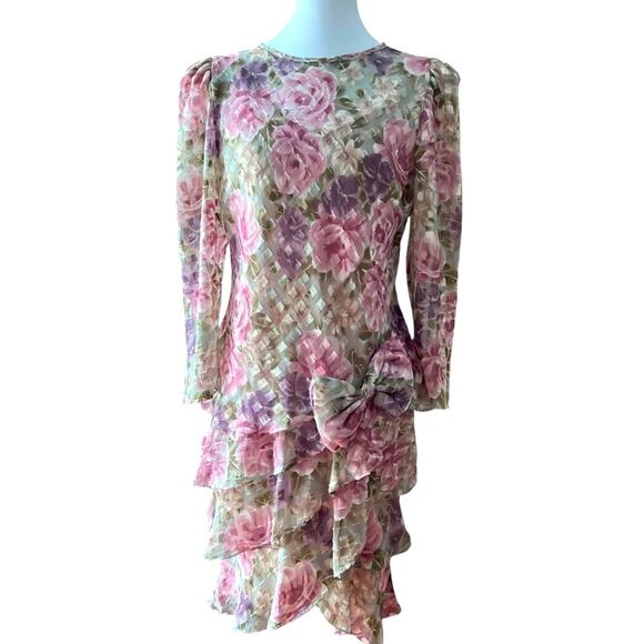 Vintage Cocktail Dress Set 12 Formal Homecoming Formal Cottage Sheer 80s 40s US - Picture 1 of 17